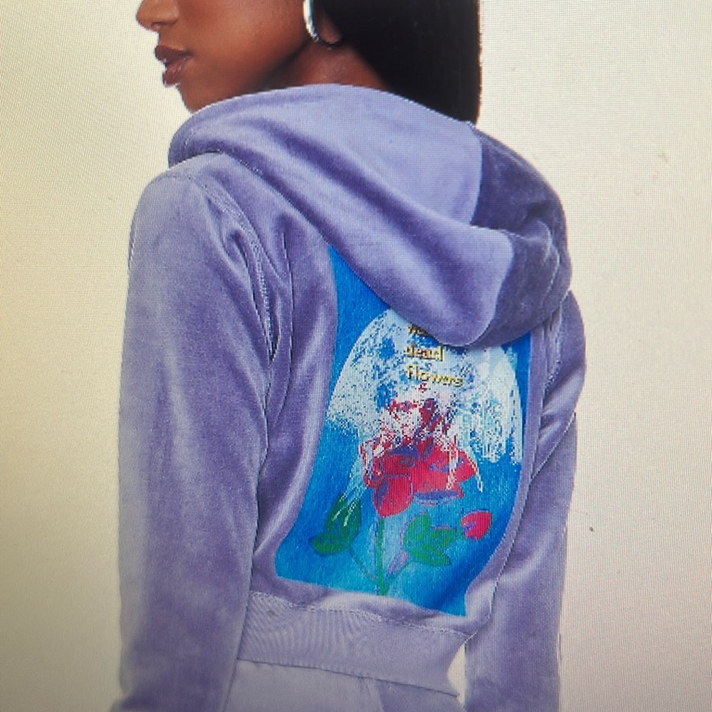 BOYS LIE Let It Grow hoodie New/tags Purple Revolve velvet graphic womens sz M/L - Picture 12 of 15